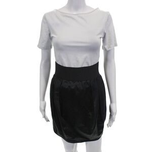 Adam Adam Lippes Womens Front Pleated Silk Lined Back Zipped Skirt Black Size 2
